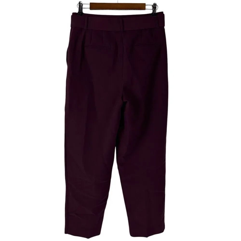 Ann Taylor The Belted Taper Pant size 2 Dark Plum